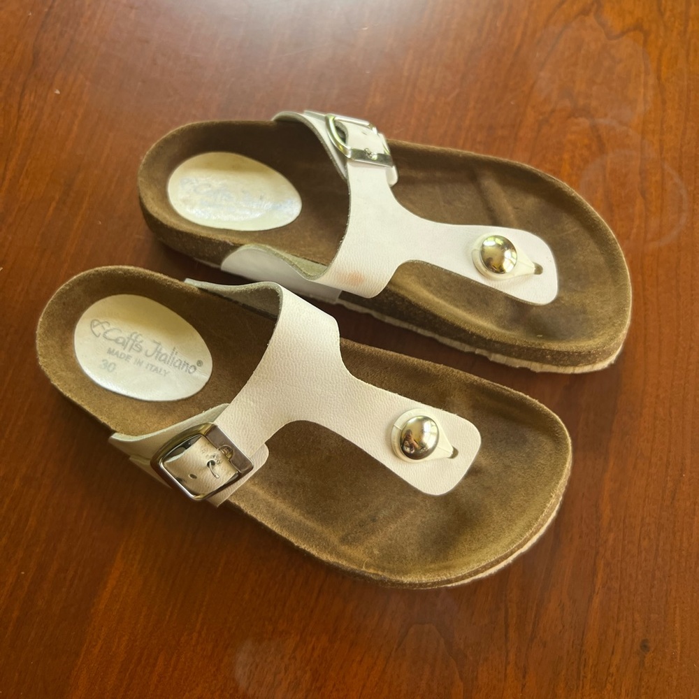 White Italian "Birkenstock"-style Sandals (Girls Size 12)